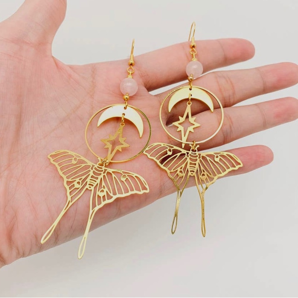 Moth drop style earrings
